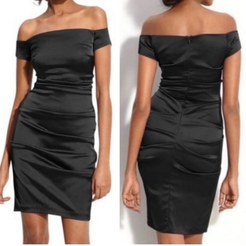 Betsy & Adam Off the Shoulder Ruched mini dress size4
